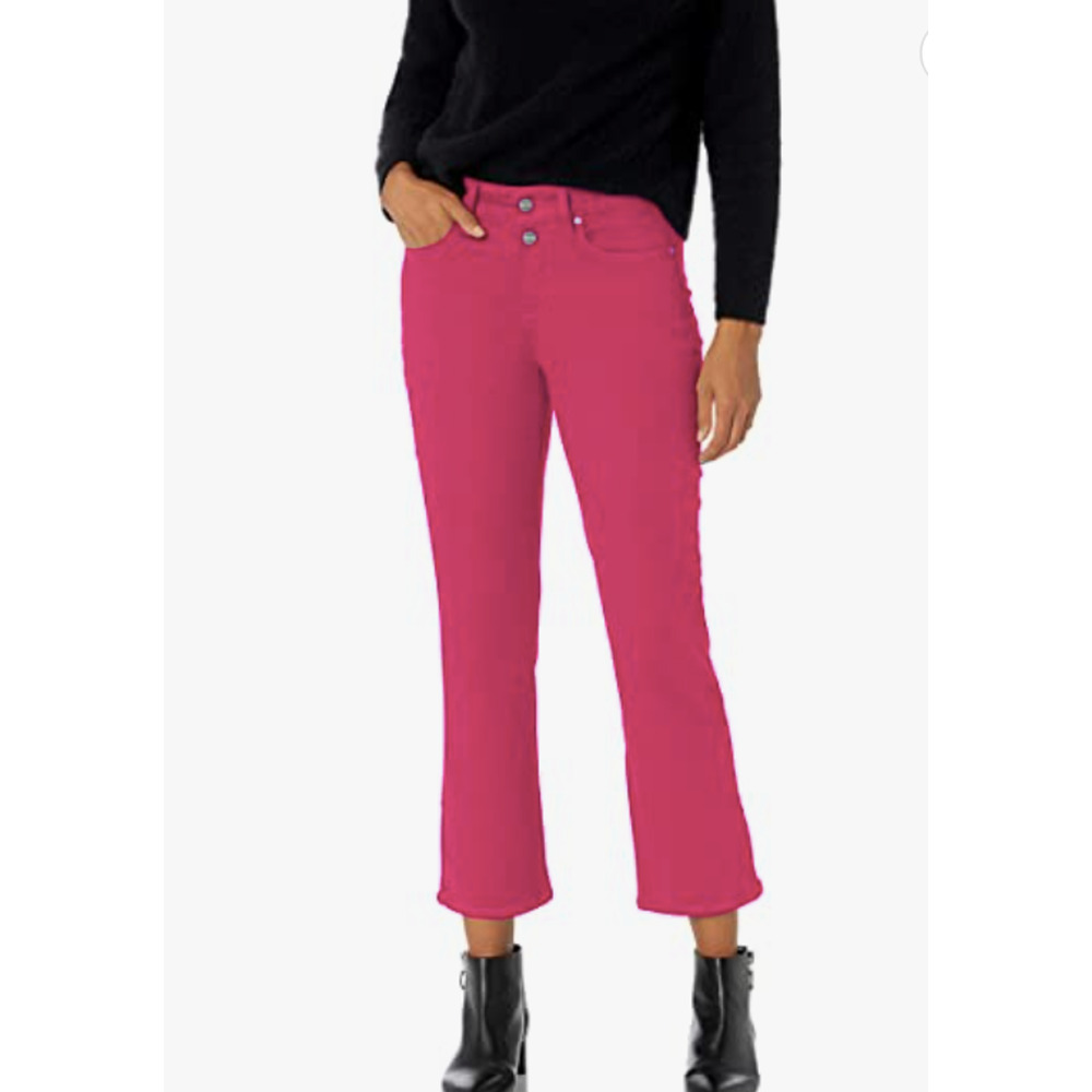 NYDJ Marilyn Straight ANKLE Leg Big Pink Stretch Denim Jeans SIZE 4